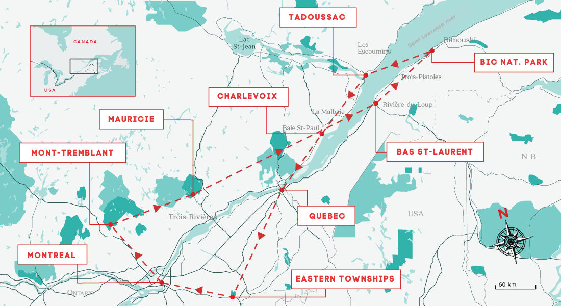 Indian summer in Canada - Best road trip ideas with map