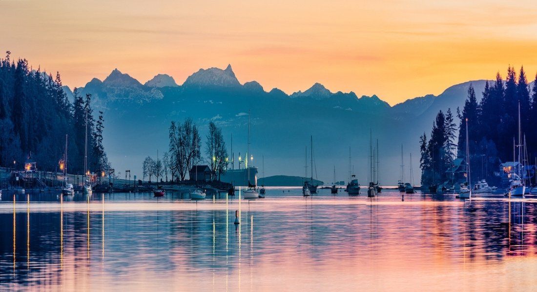 Nanaimo au coucher du soleil sur l'ile de Vancouver vacances île de vancouver