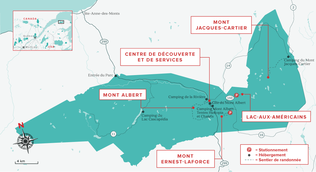 carte parc Gaspésie 