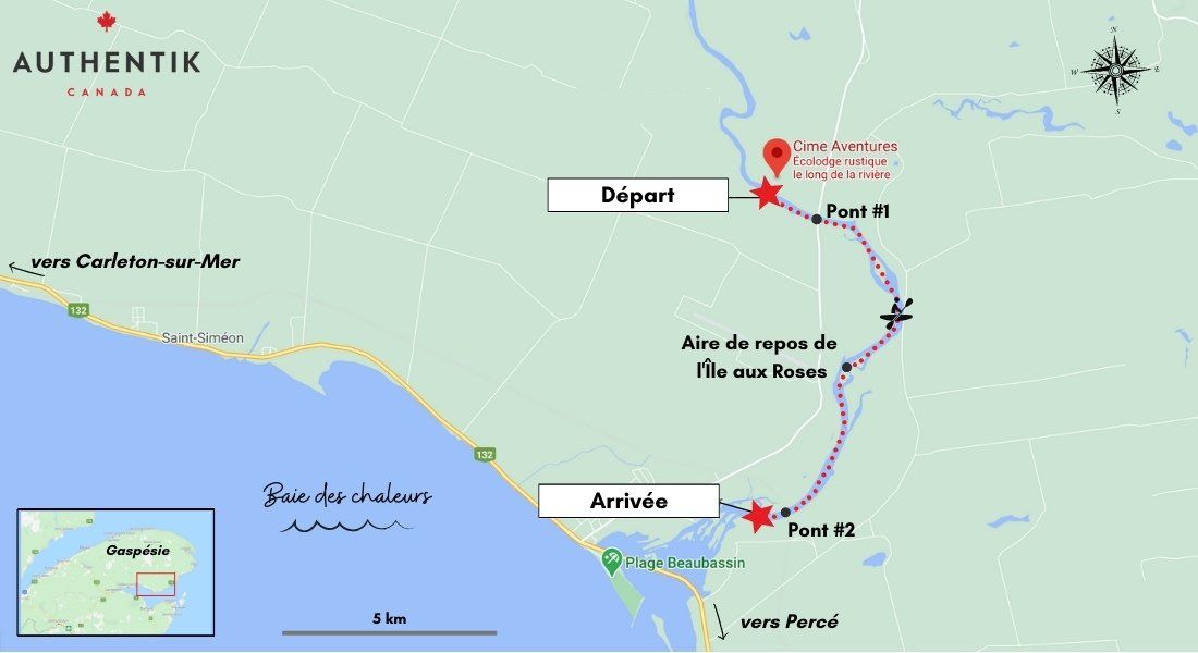 carte trajet descente Bonaventure familiale riviere Bonaventure famille