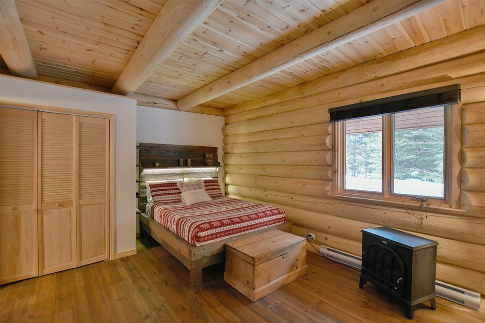 Chalet en bois rond Le Pinecone - Chambre avec 1 lit-1