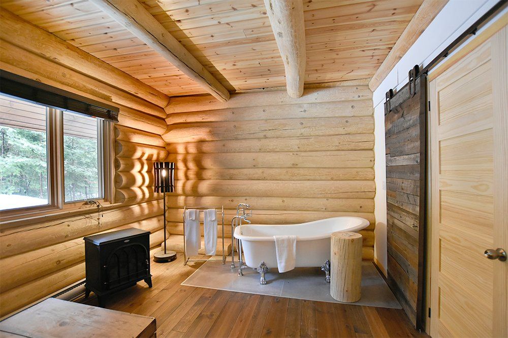 Chalet en bois rond Le Pinecone - Grande salle de bain
