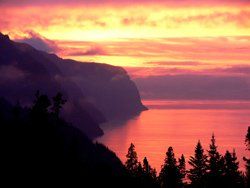 Sunset over Saguenay Fjord