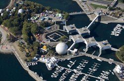 Aerial view of Ontario Place