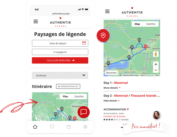 Planificateur de voyage au Canada