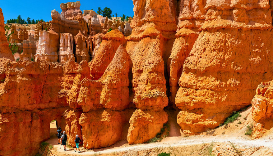 Navajo Loop Hikers descending the Navajo Loop trail.