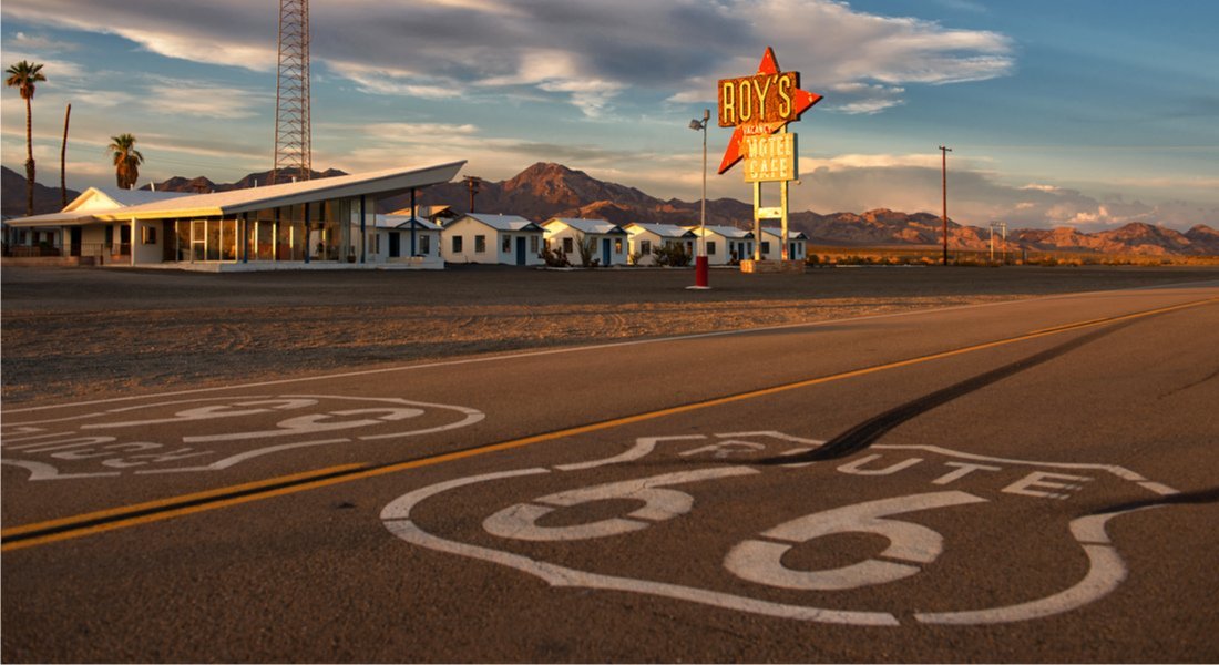 Route 66 at sunset