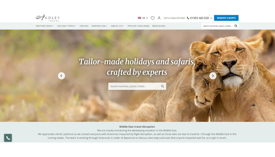 Audley Travel Screenshot of the Audley Travel website