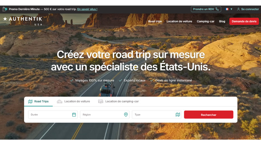 Capture d'écran du site d'Authentik USA