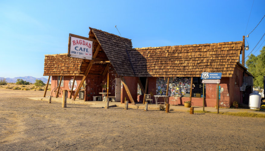 Bagdad Café sur la Route 66 Façade du Bagdad Café sur la Route 66 à Newberry Springs