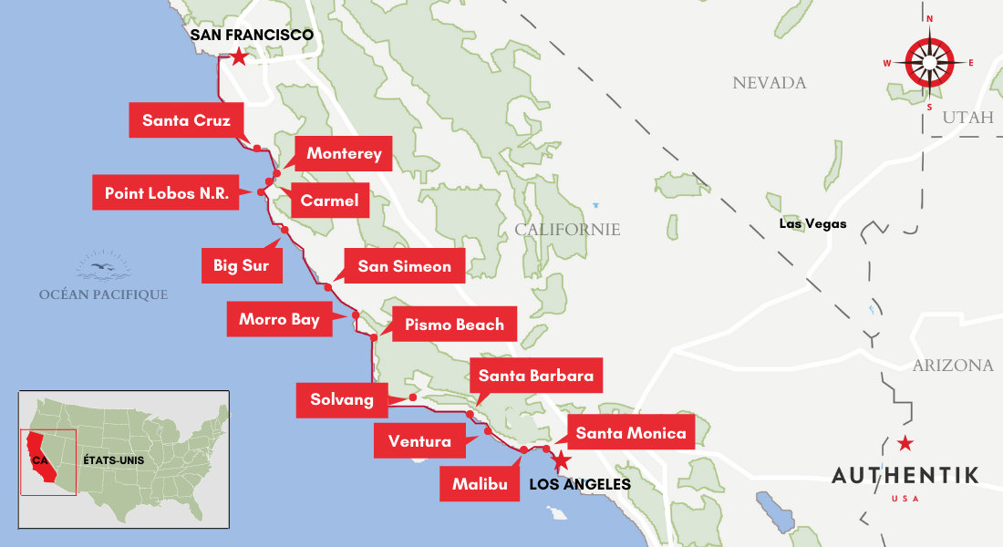 carte route 1 en californie