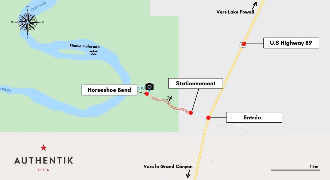 comment se rendre à horseshoe bend carte carte horseshoe bend