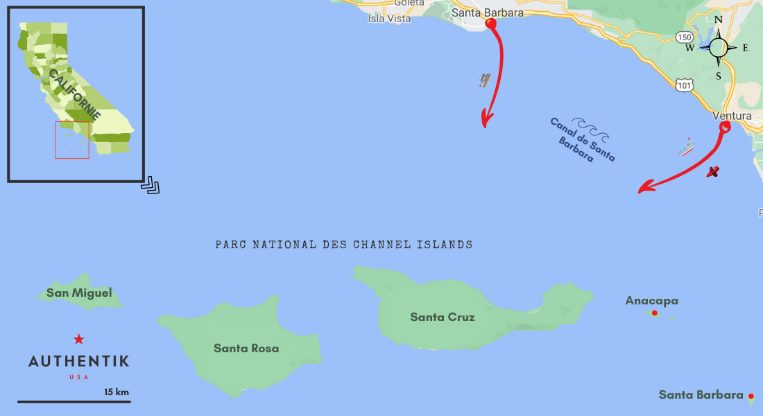 Carte du parc national de Channel Islands