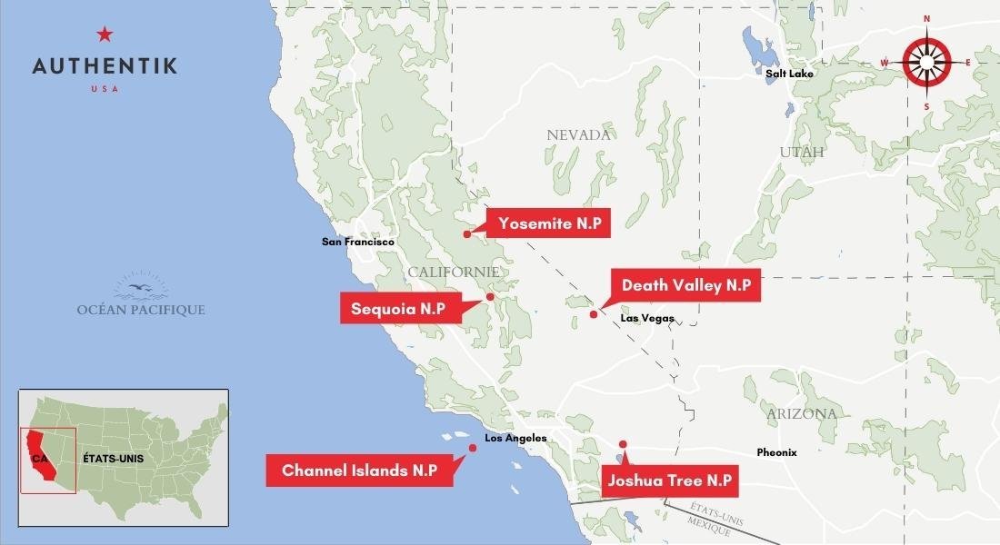 carte parc nationaux californie carte des parcs de la californie