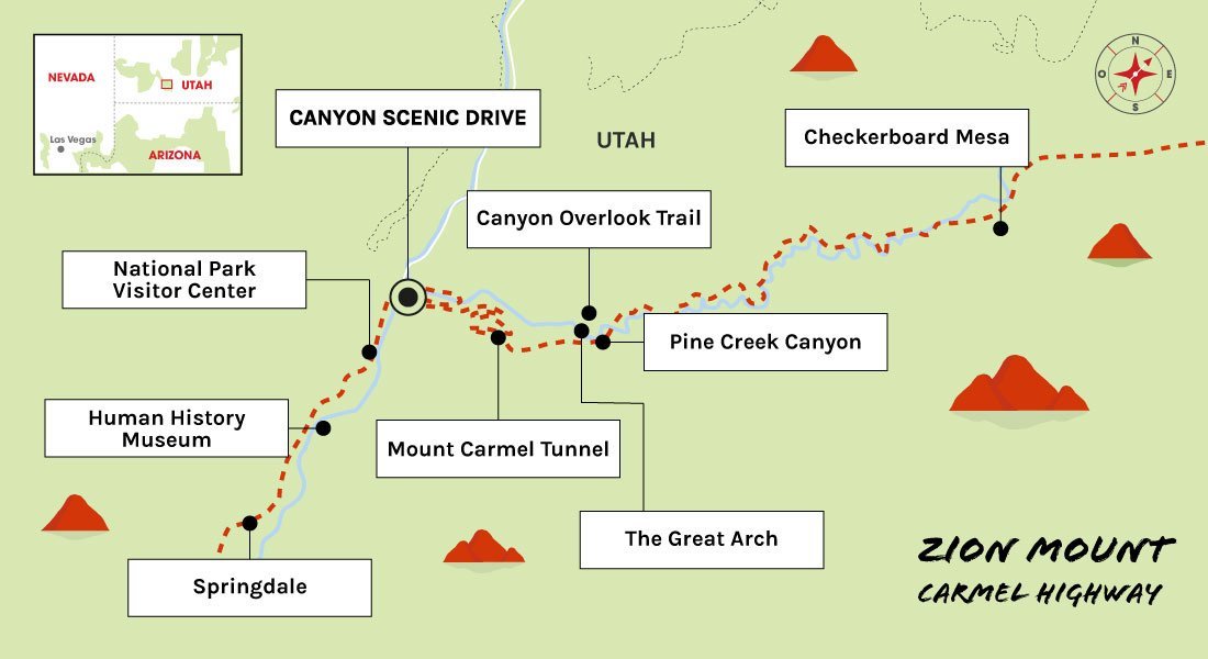carte parc national de zion