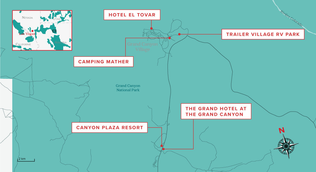 Carte hôtels Grand Canyon 
