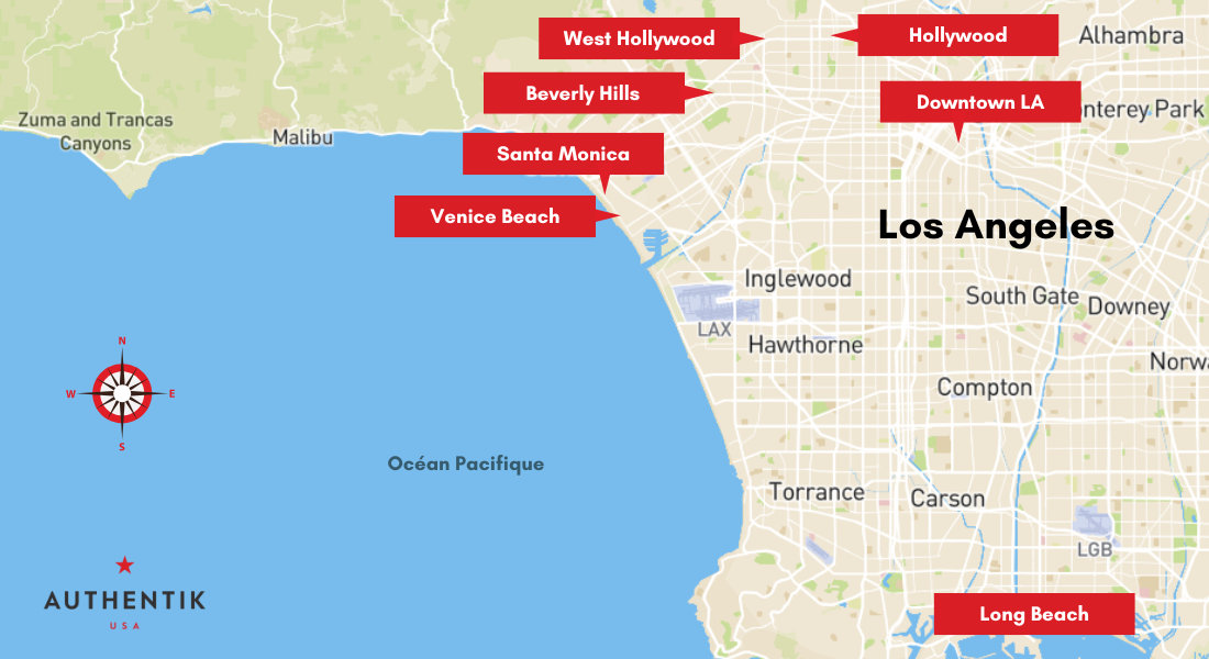 Carte de Los Angeles, USA Los Angeles carte