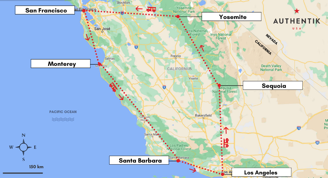 map RV california road trip