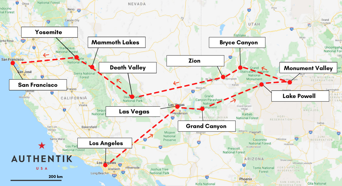 map road trip USA