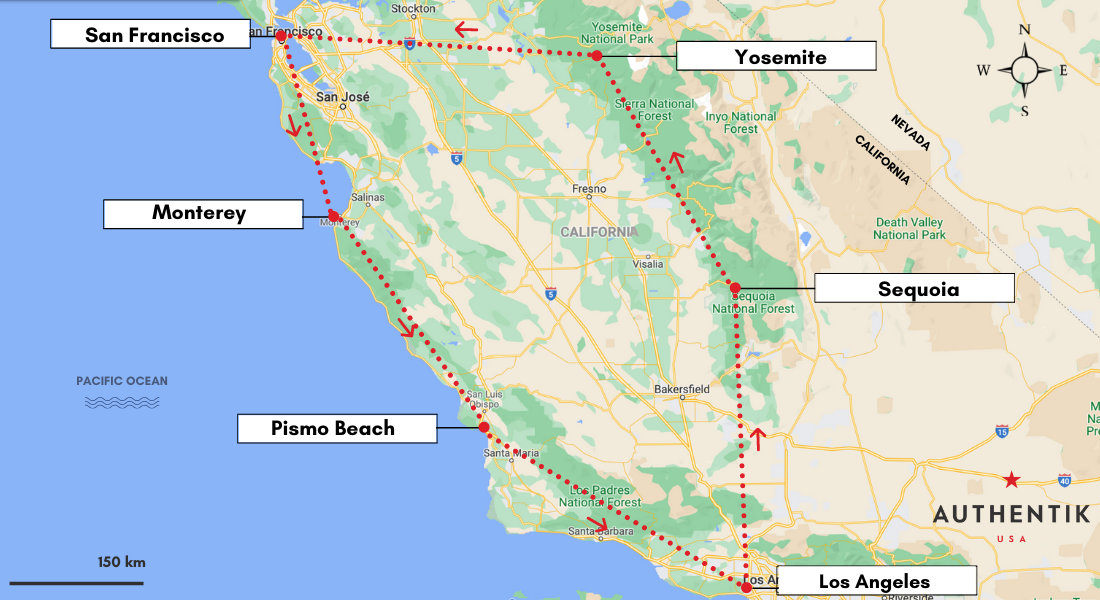 best california road trip map