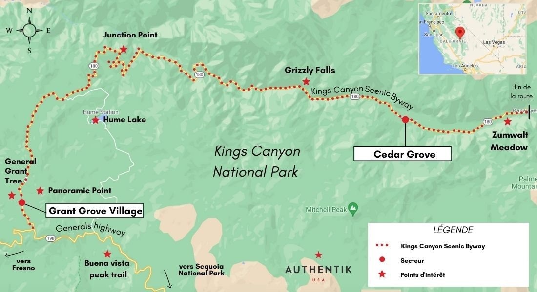carte de kings canyon usa