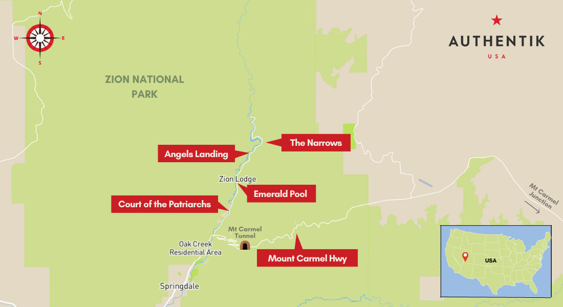 map of things to do in zion national park zion national park map