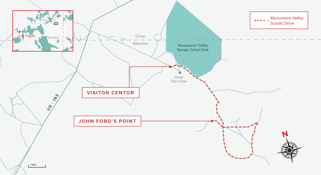 Carte de la Monument Valley Scenic Drive