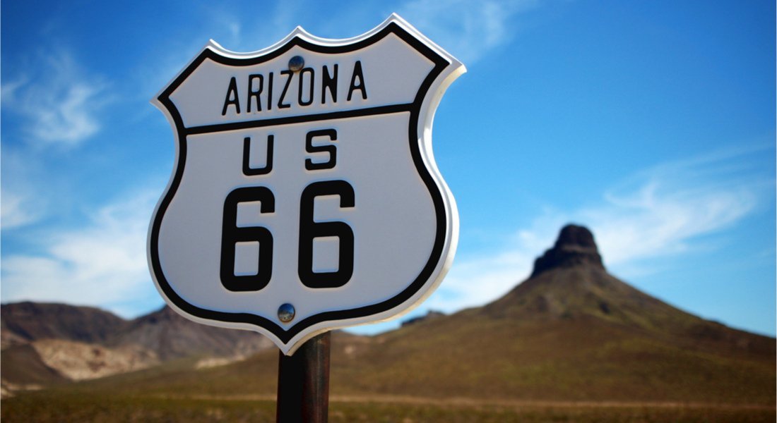 Le panneau de la route 66 en Arizona