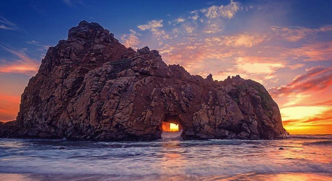 Sunset over Keyhole Rock at Pfeiffer Beach Sunset over Keyhole Rock at Pfeiffer Beach