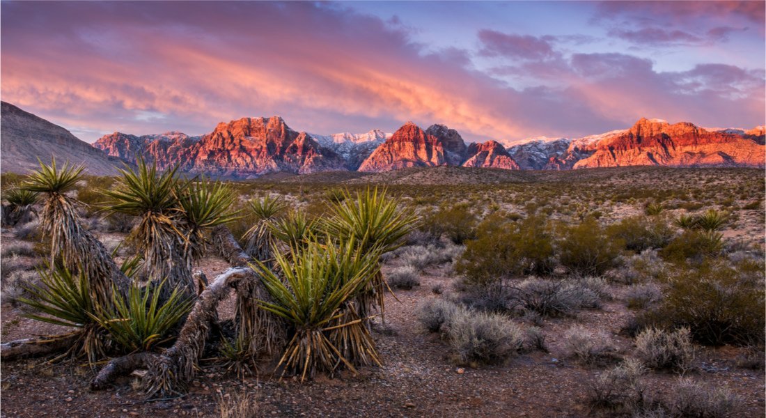 coucher de soleil sur Red Rock canyon