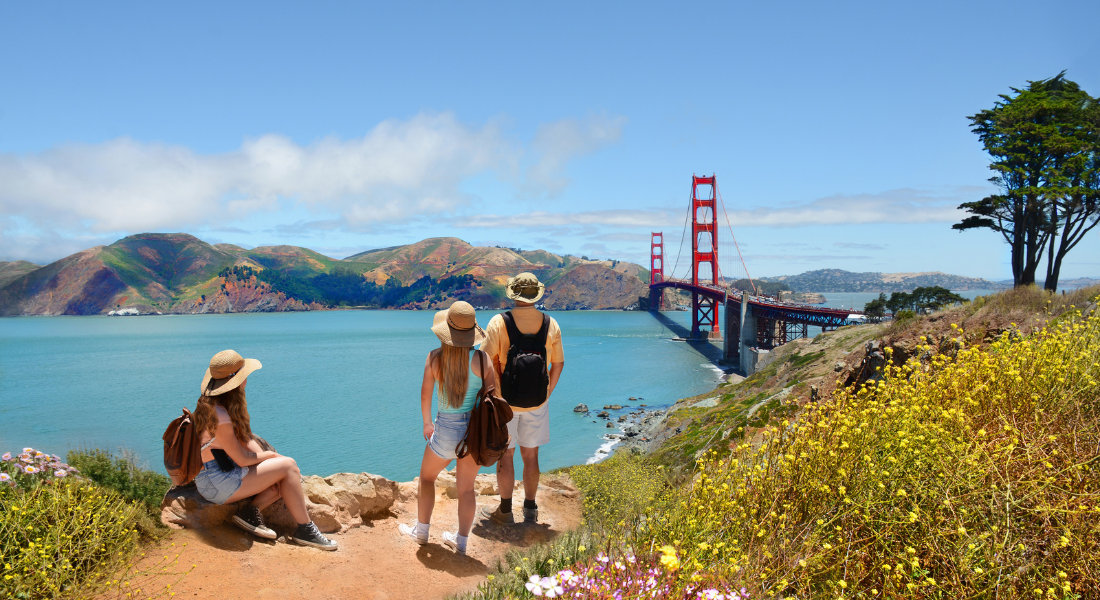 A message of reassurance Family on the California coast looking at the Golden Gate Bridge of San Francisco