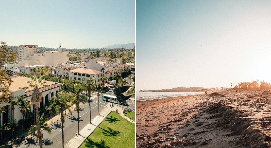 One-week California road trip The architecture of Santa Barbara and Santa Barbara beach, California