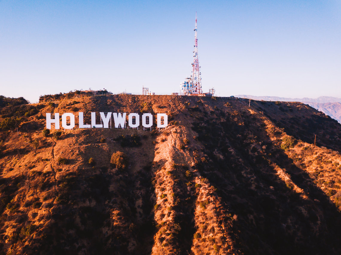Hollywood Sign Hollywood sign on the hills of Los Angeles at sunset