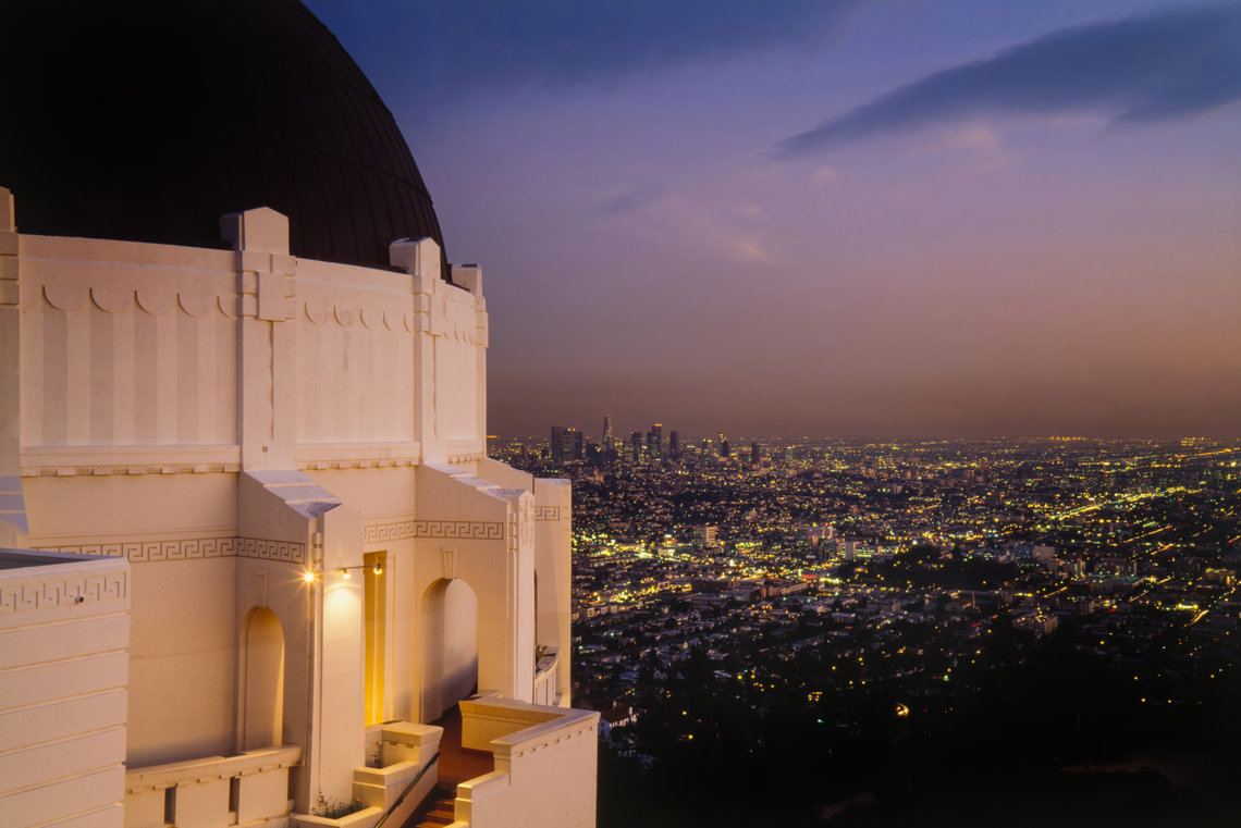 Griffith Observatory Panoramic view of Los Angeles from the Griffith Observatory at sunset