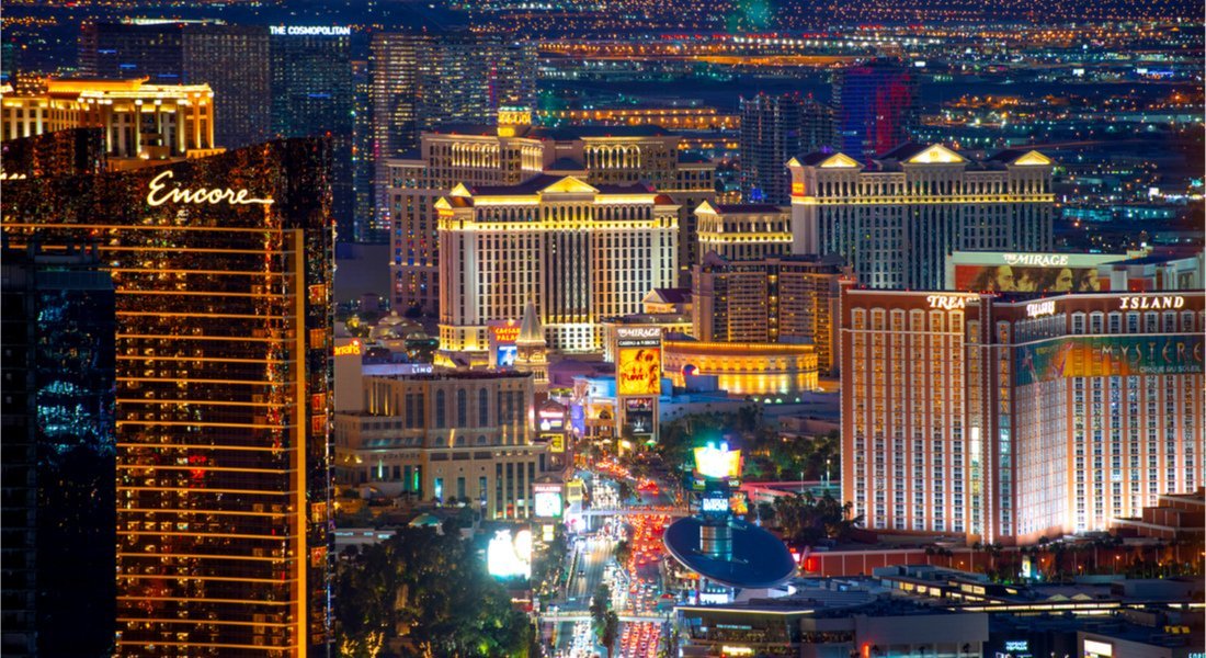 Vue aérienne de Las Vegas de nuit