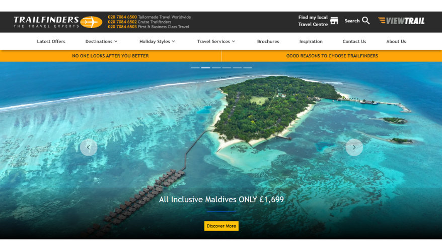 Trailfinders Screenshot of Trailfinders website