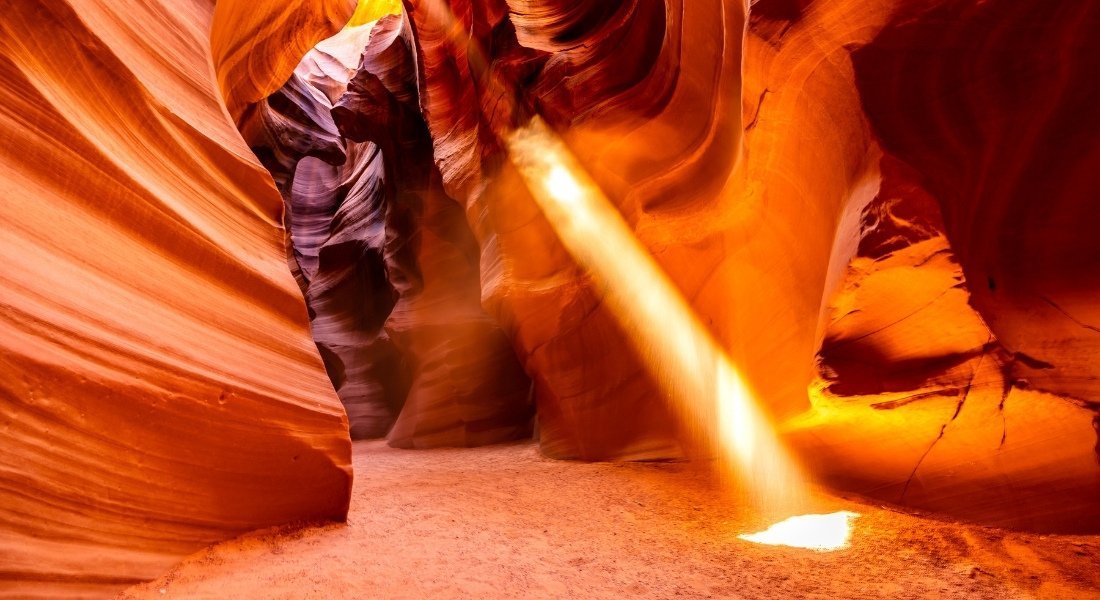 Antelope canyon carte Faisceau lumineux transperçant Upper Antelope Canyon