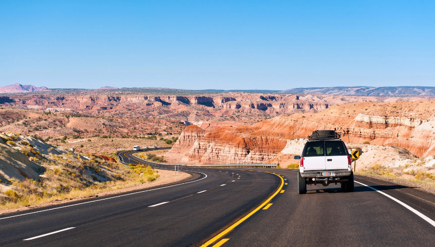Road tripping on American roads Car on American roads