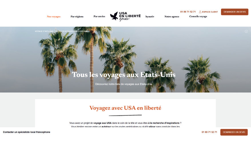 Capture d'écran du site USA en liberté