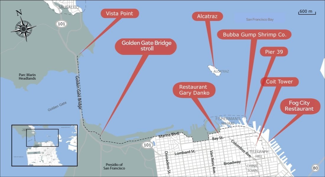 2 day itinerary San Francisco map