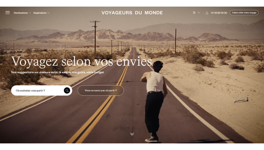 Capture d'écran du site de Voyageurs du monde