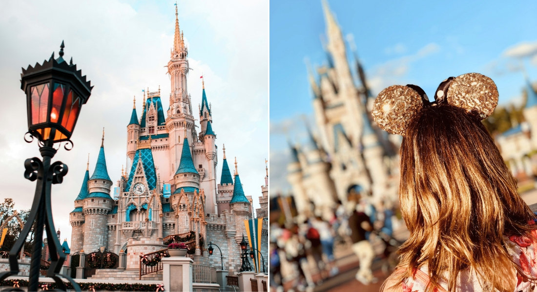 Enfant devant le château de Walt Disney en Floride voyage en famille Floride