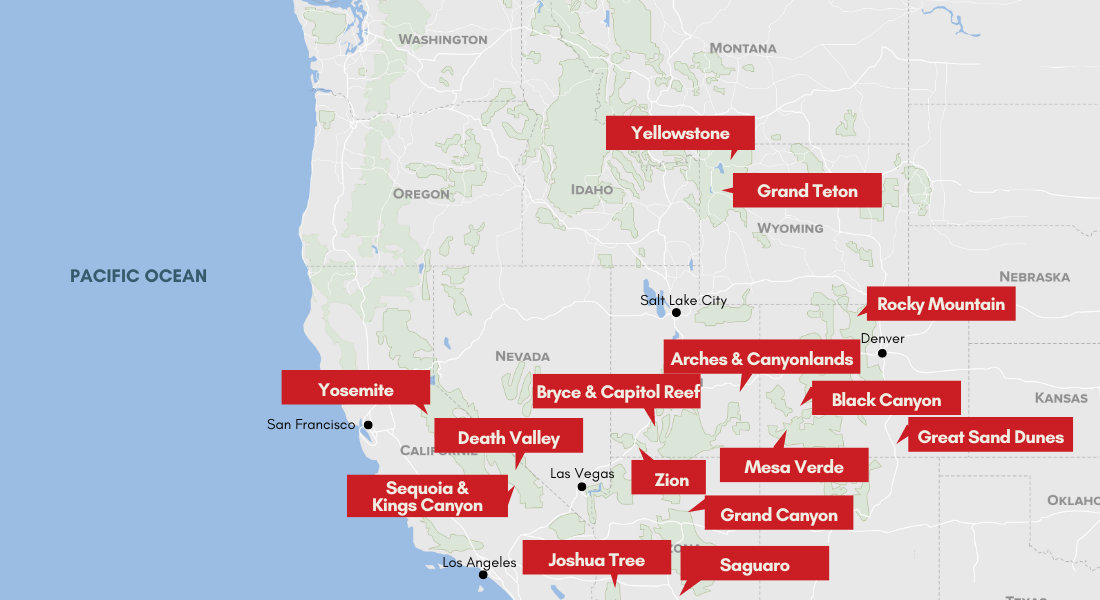 map usa western national park