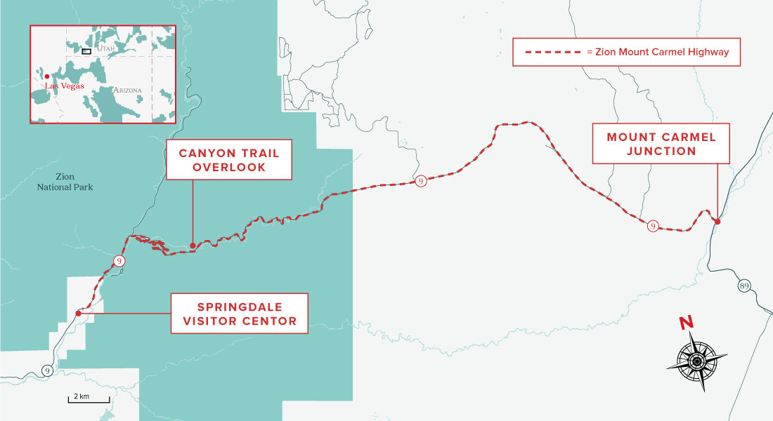 Carte de la Zion Mount Carmek Highway