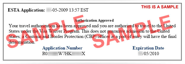 ESTA confirmation