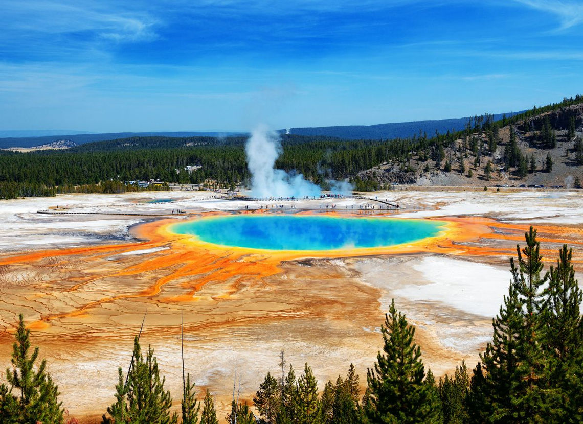 Multicolored Grand Prismatic Spring in Yellowstone