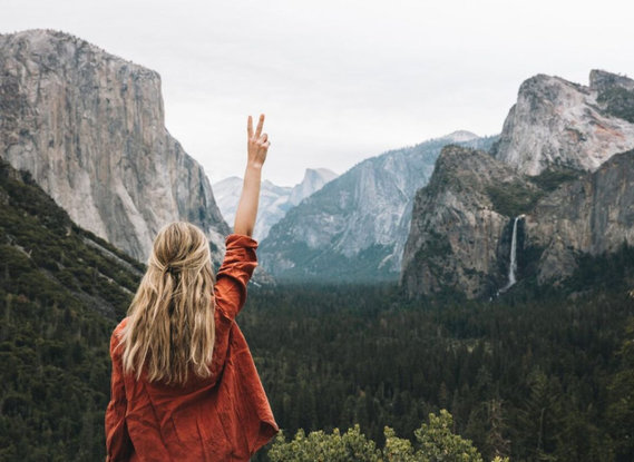 Woman from behind in Yosemite National Park