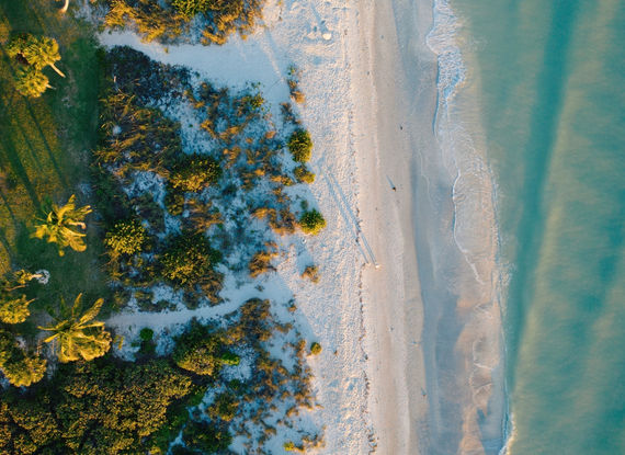 Beach in the Florida Keys seen from the sky