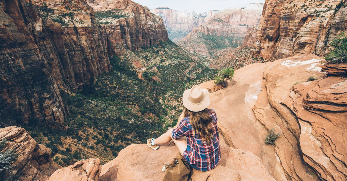 hiking Angels Landing during a USA road trip