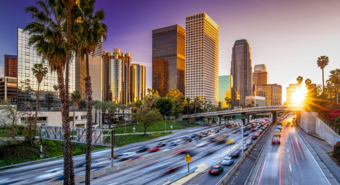 Sunset over DTLA Downtown Los Angeles
